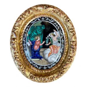 Limousin Enamel - The Annunciation, Nouailher Workshop - 18th Century.