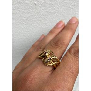 Gold And Ruby Serpents Ring 