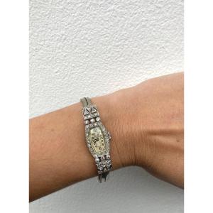 Art Deco Watch Gold Platinum And Diamonds 