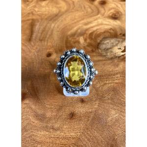 Bague En Argent Et Citrine 