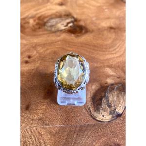 Bague En Argent Et Citrine 