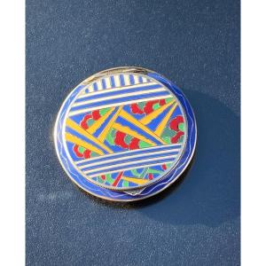 Art Deco Powder Compact Silver And Enamel 