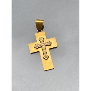 Gold Cross Pendant And Half Pearls 