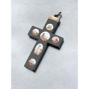 Silver Onyx Cross And Micro Mosaics