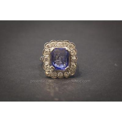 Ring In White Gold, Sapphire And Diamonds