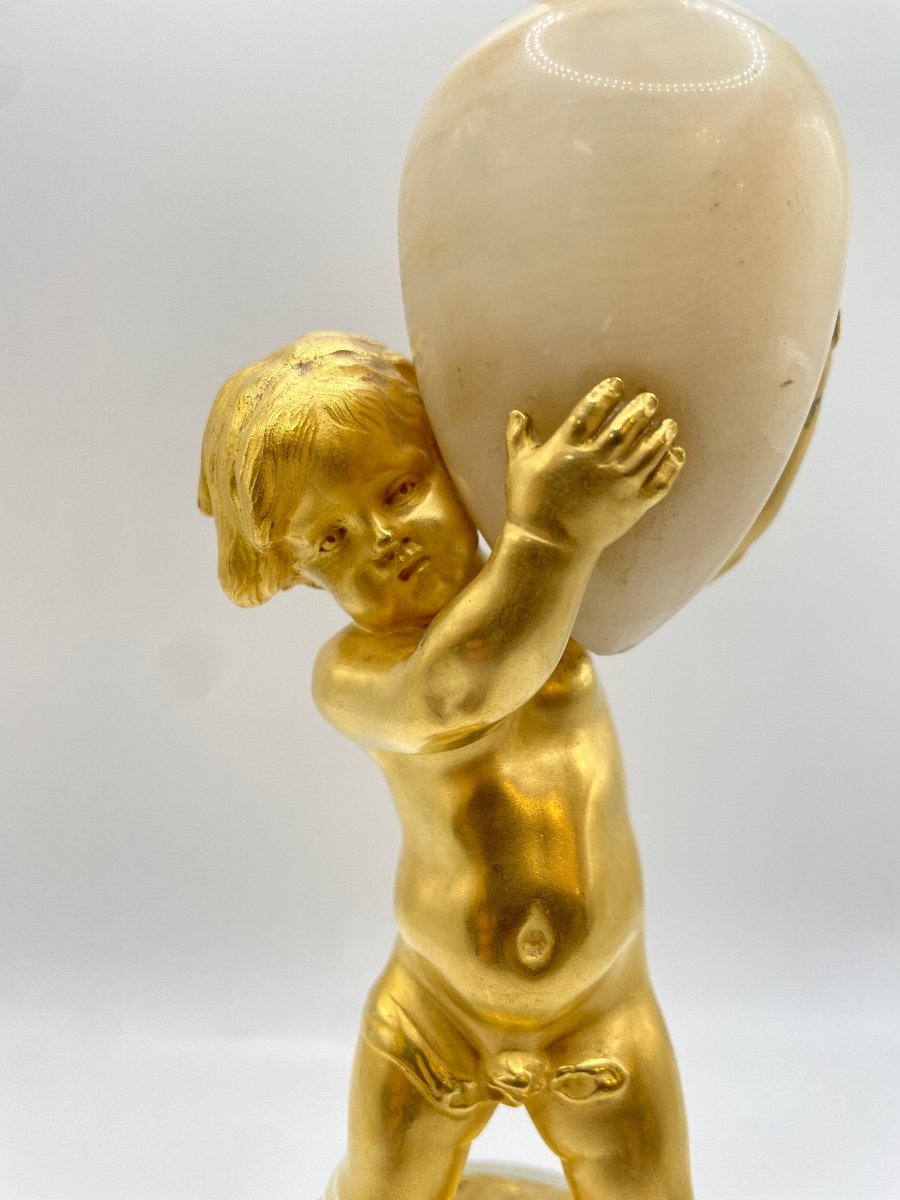 Sculpture Of A Cherub By Louis Kley (1833-1911)-photo-3