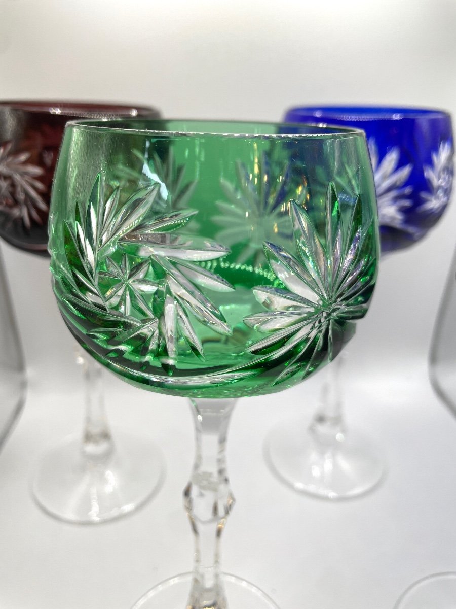 Série De 4 Verres à Eau Ou à Vin En Cristal De Couleur -photo-2