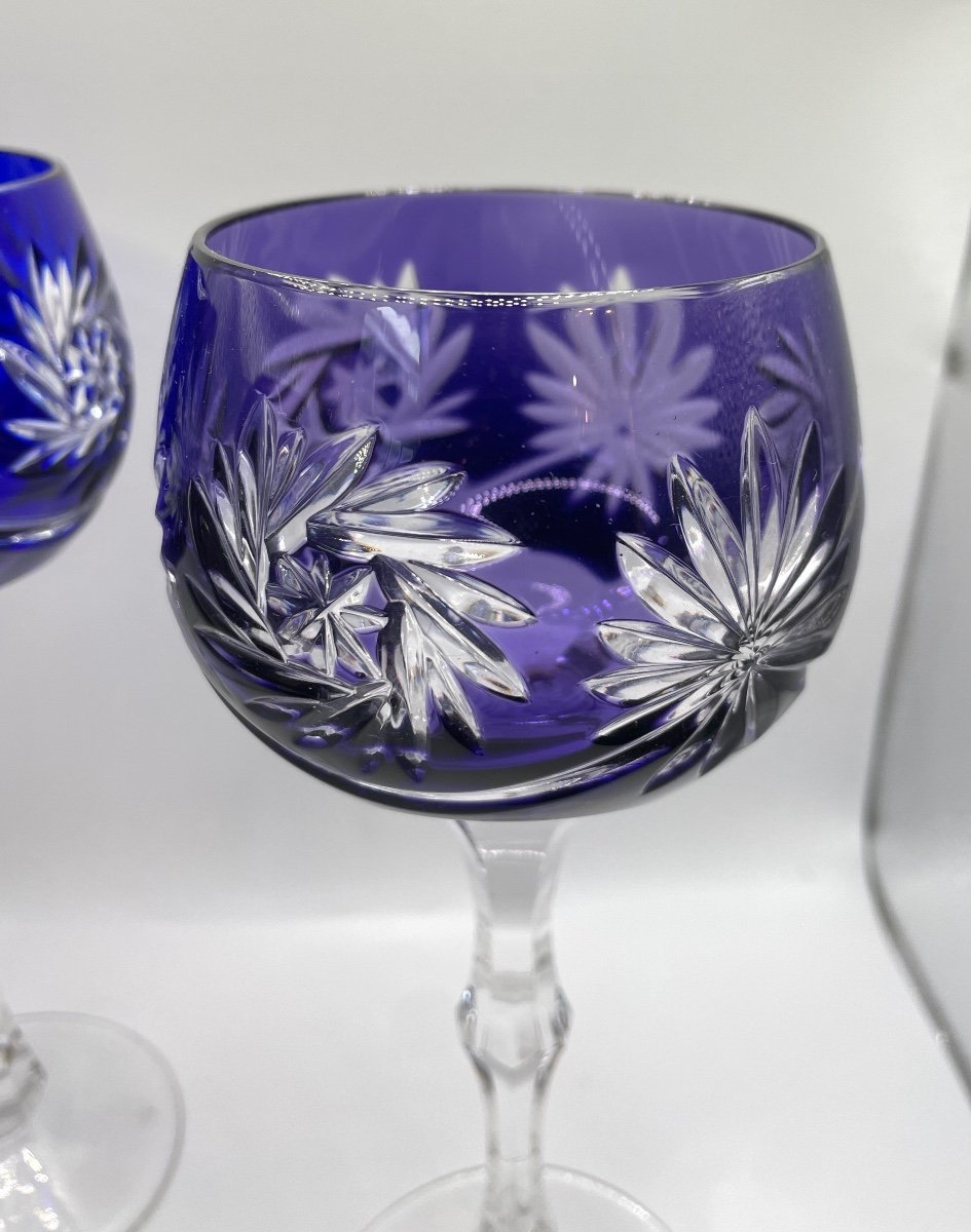 Série De 4 Verres à Eau Ou à Vin En Cristal De Couleur -photo-1