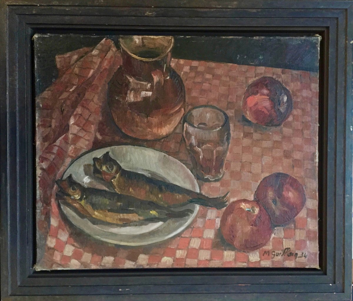 Marthe Guillain (1890-1974), Nature Morte aux Harengs, datée 1934