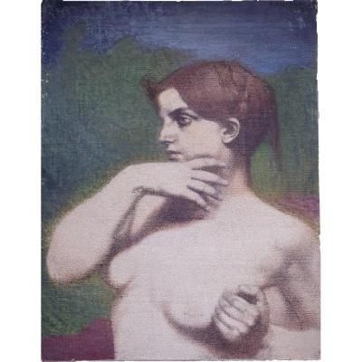 Emile Fabry (1865-1966)  Femme En Songe      huile Sur toile  62 X 47 cm