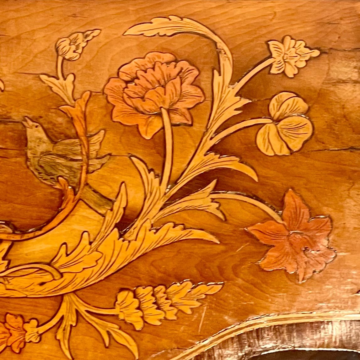 Chest Of Drawers Scale Model Inlaid With Flowers & Birds-photo-3