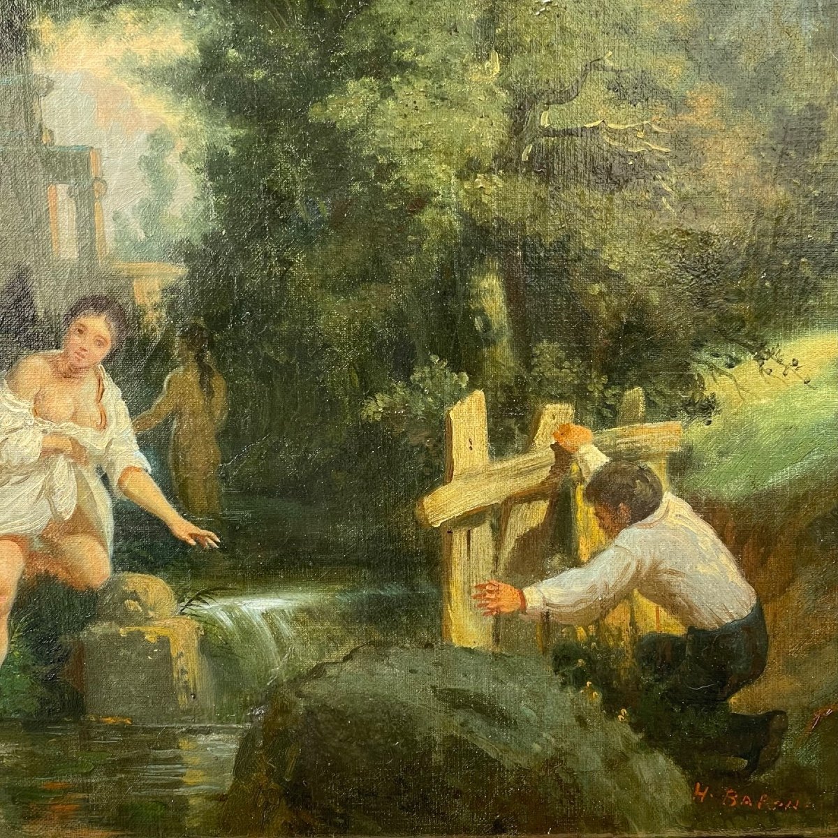 Les Nymphes Au Bain - Henri Baron  (1816-1865)-photo-3