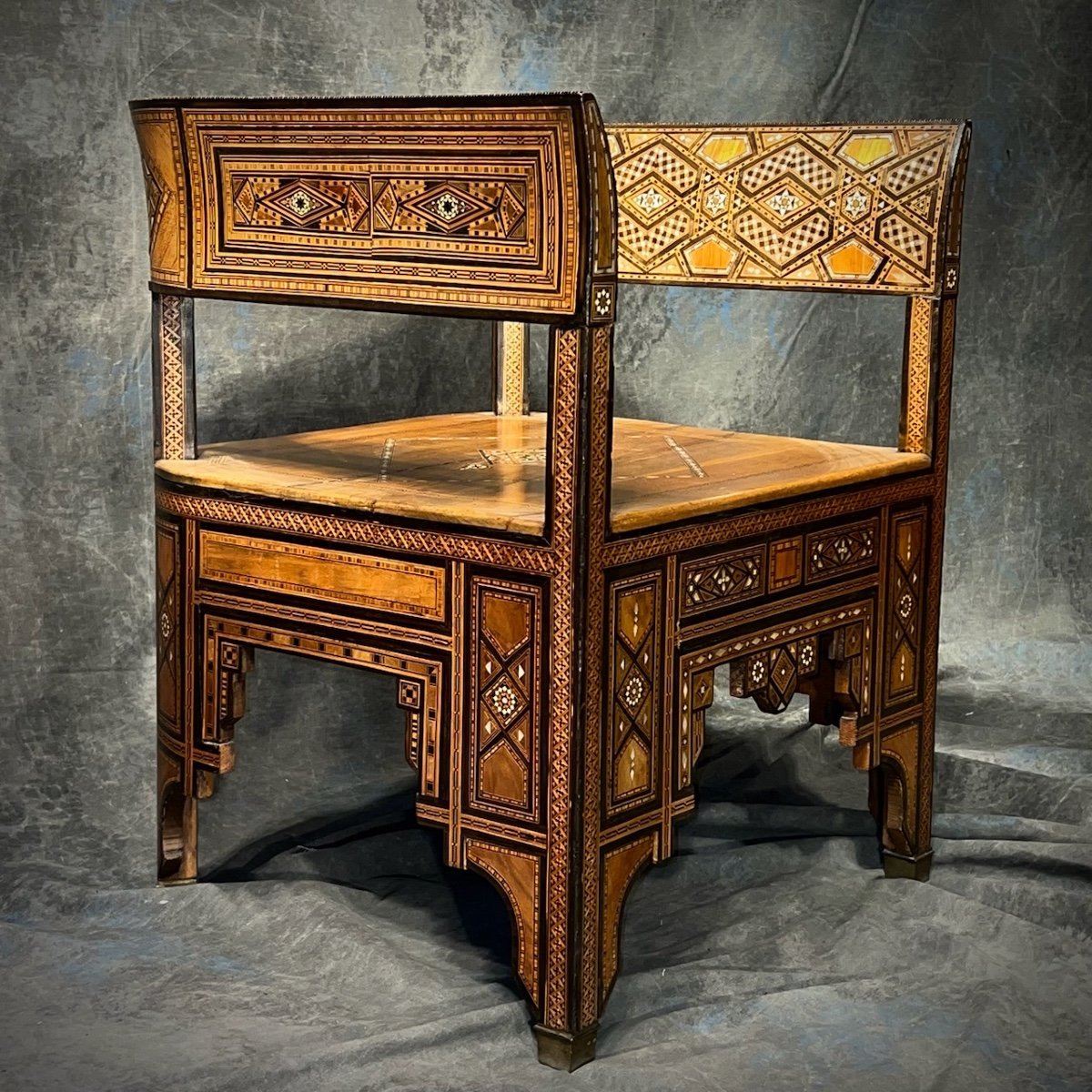 Pair Of Syrian Work Inlaid Armchairs-photo-2