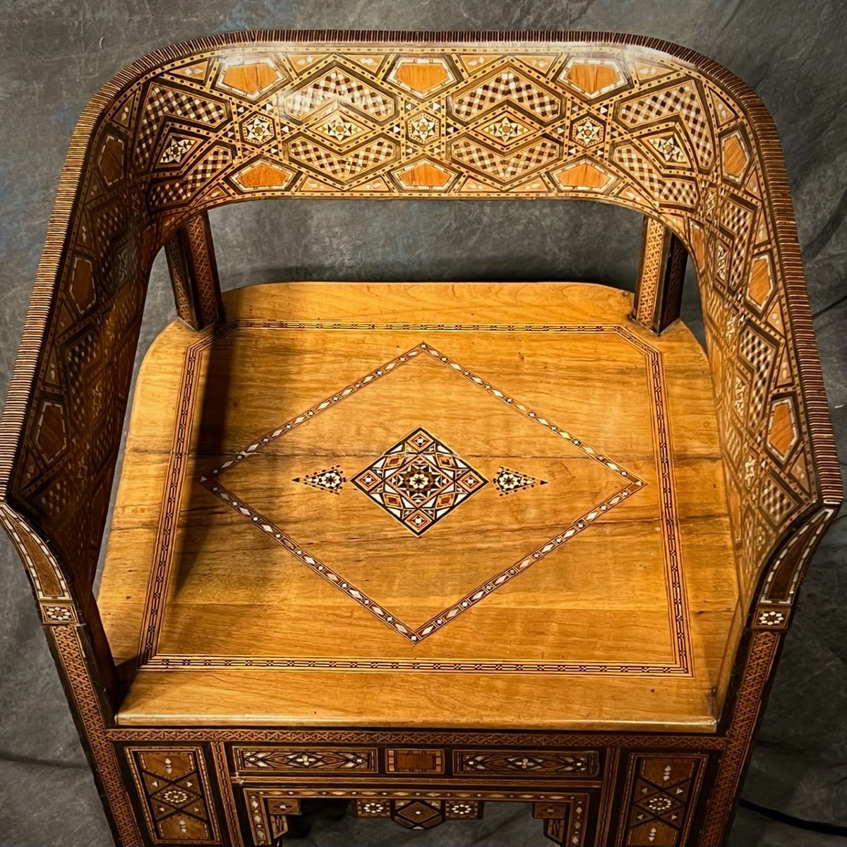 Pair Of Syrian Work Inlaid Armchairs-photo-5