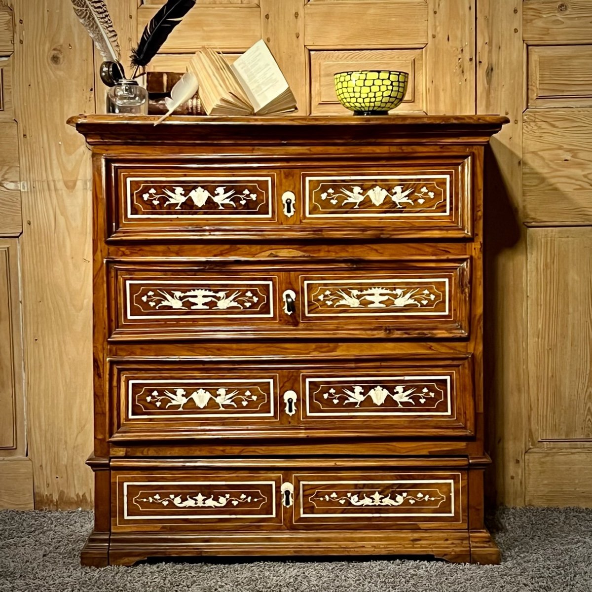 18th Century Walnut Inlaid Italian Commode With Secret-photo-1