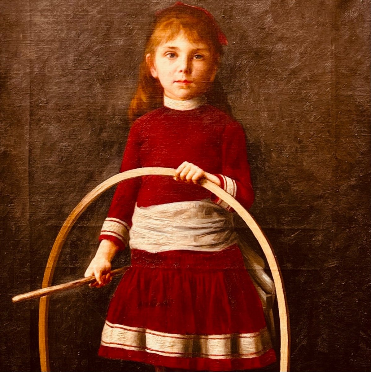 Little Girl With The Hoop Signed Augustin Zwiller-photo-3