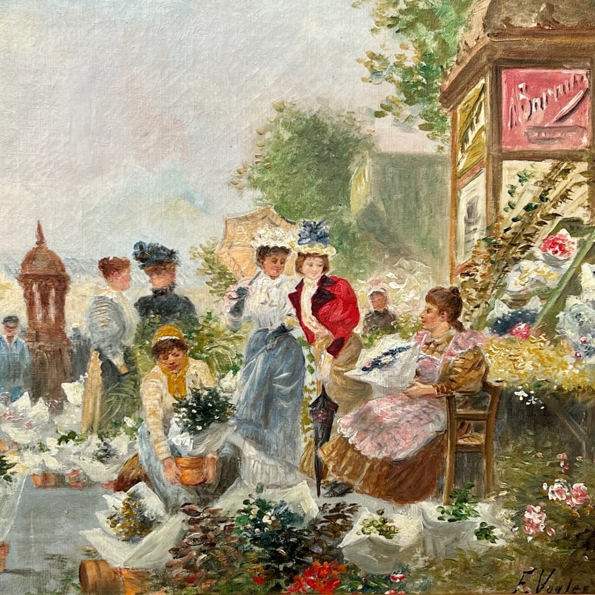 The Flower Market Signed F Vogler-photo-3