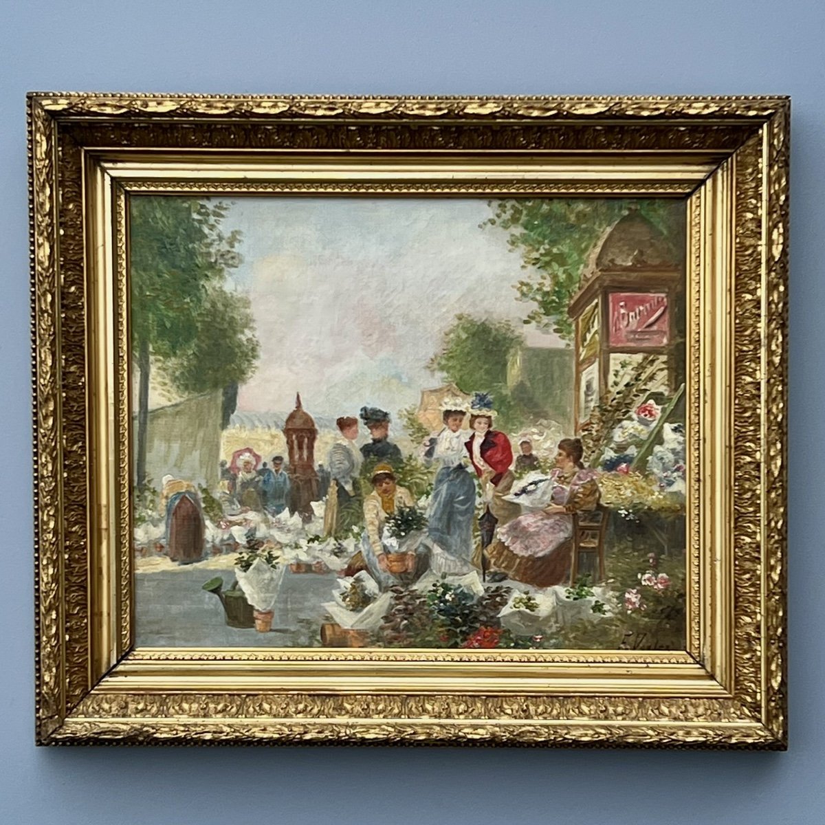 The Flower Market Signed F Vogler