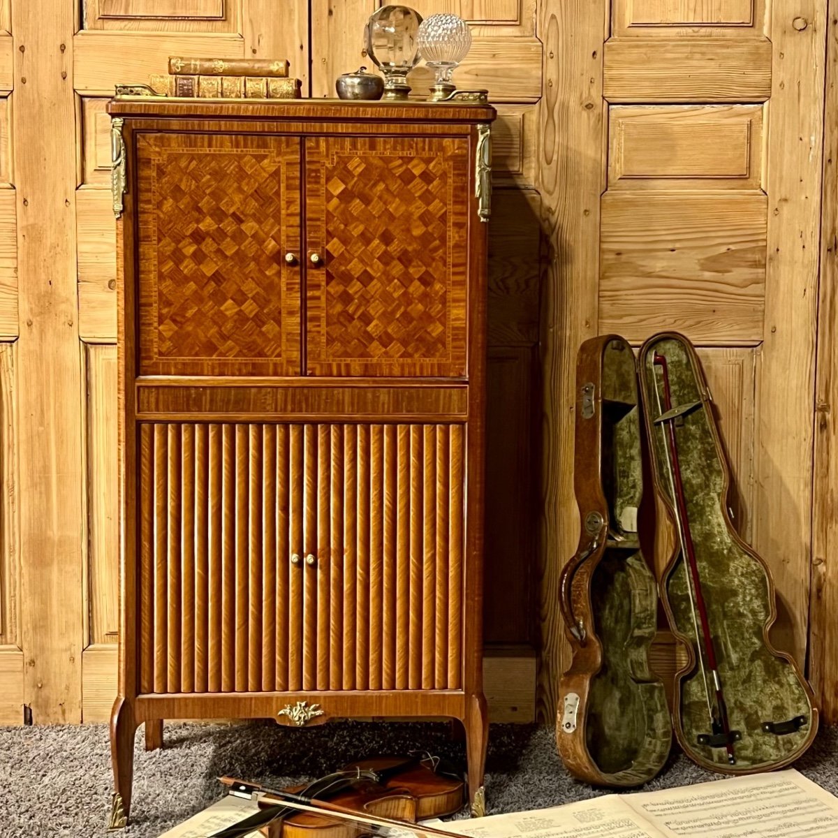 Marquetry Music Score Cabinet-photo-2