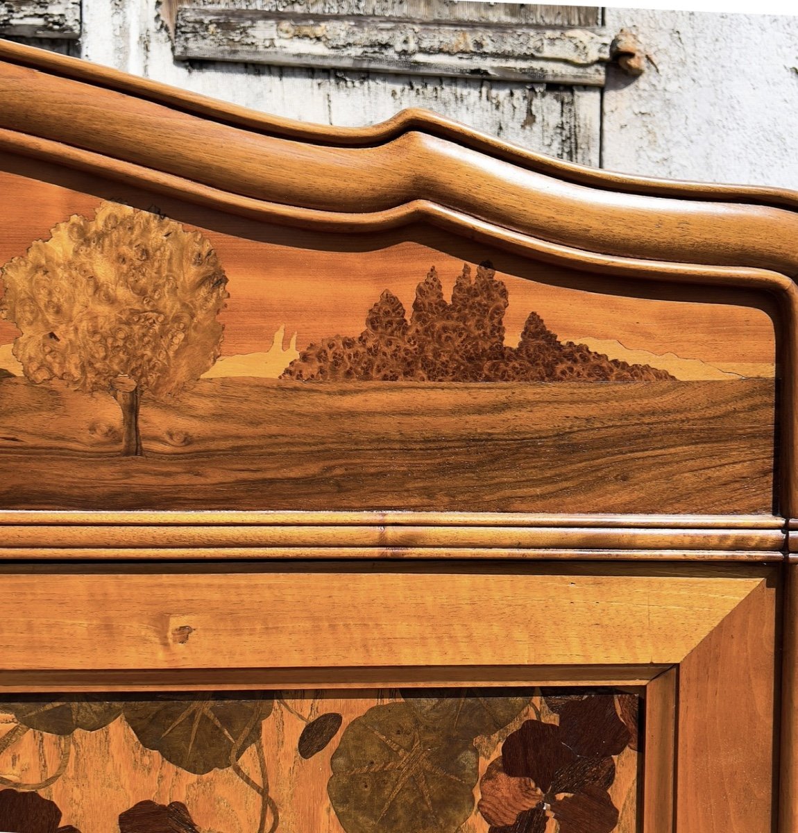 Inlaid Wardrobe Flowers And Art Nouveau Landscape-photo-1