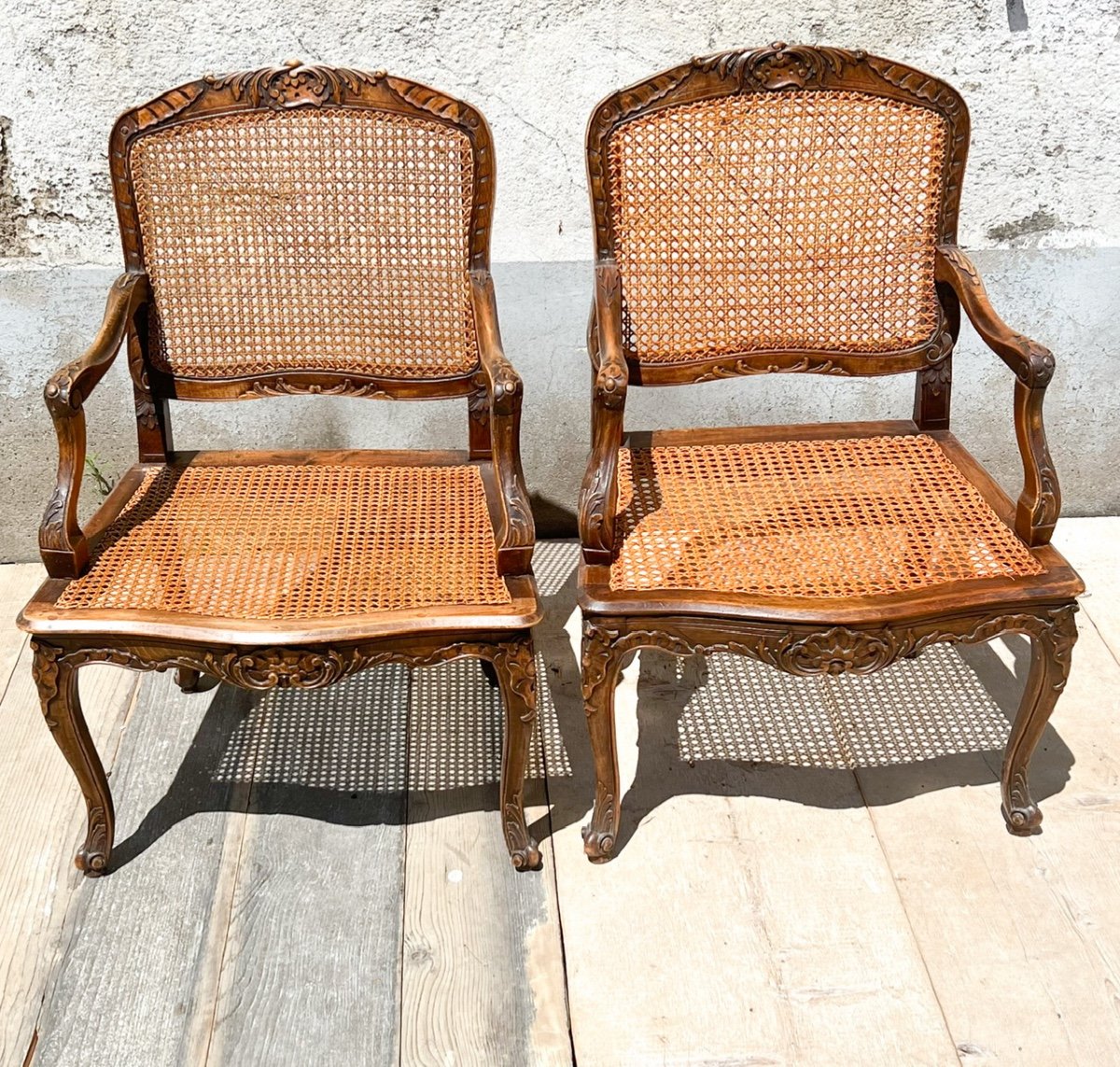 Pair Of Regency Style Caned Armchairs-photo-2