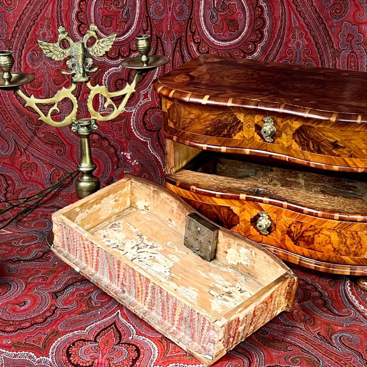 Commode In Diminutive Called Mastery Inlaid Crossbow Walnut-photo-4