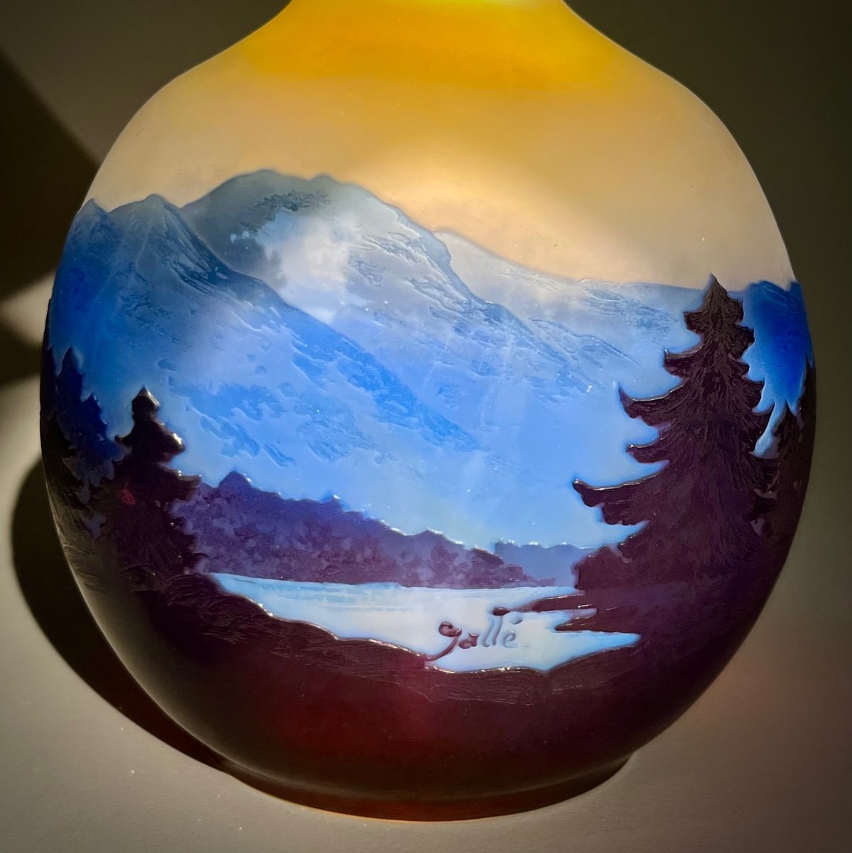 Emile Gallé Vase Decor Lake Como And Alpine Landscape-photo-2