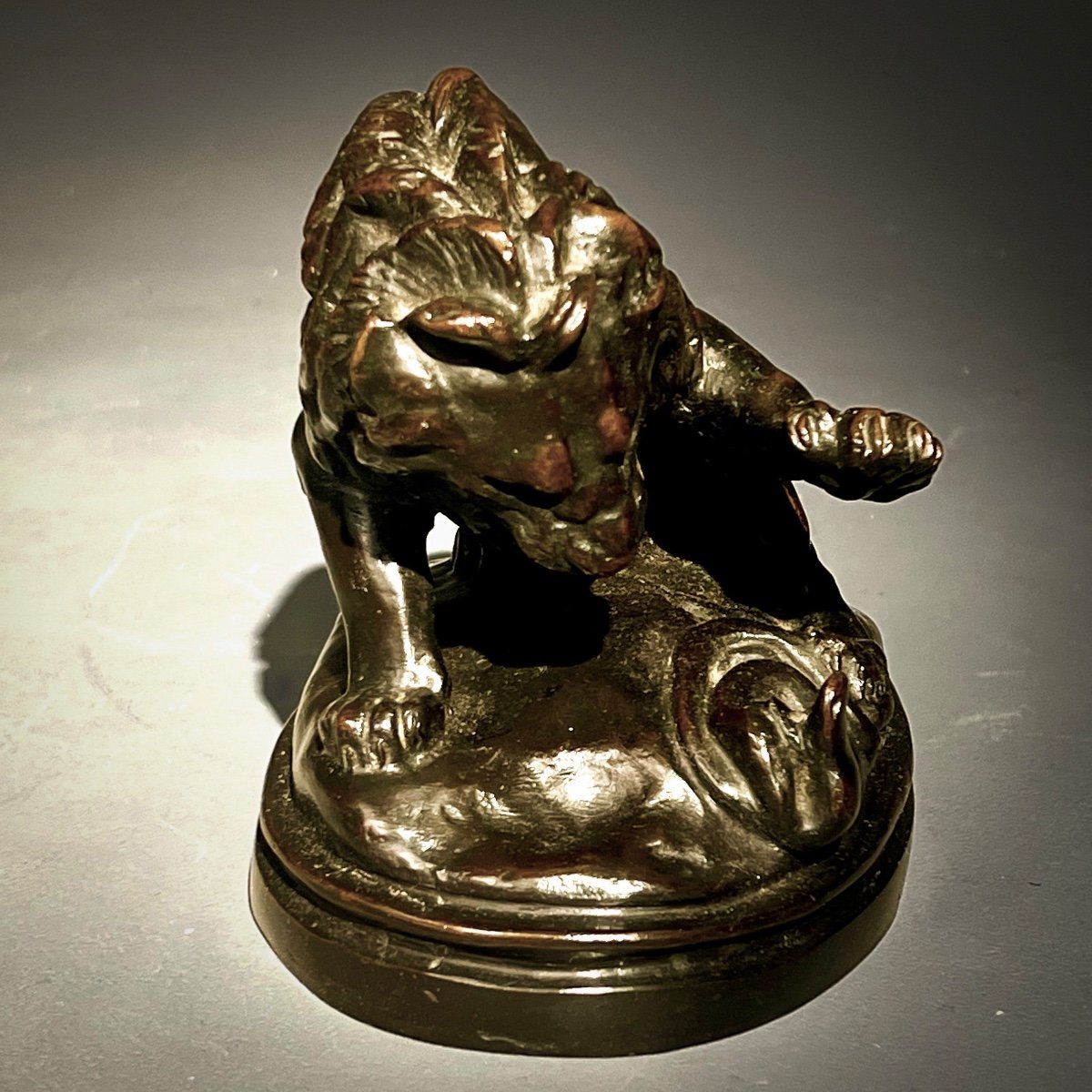 Le Lion Et Le Serpent Bronze Antoine-louis Barye (1796-1875)-photo-2