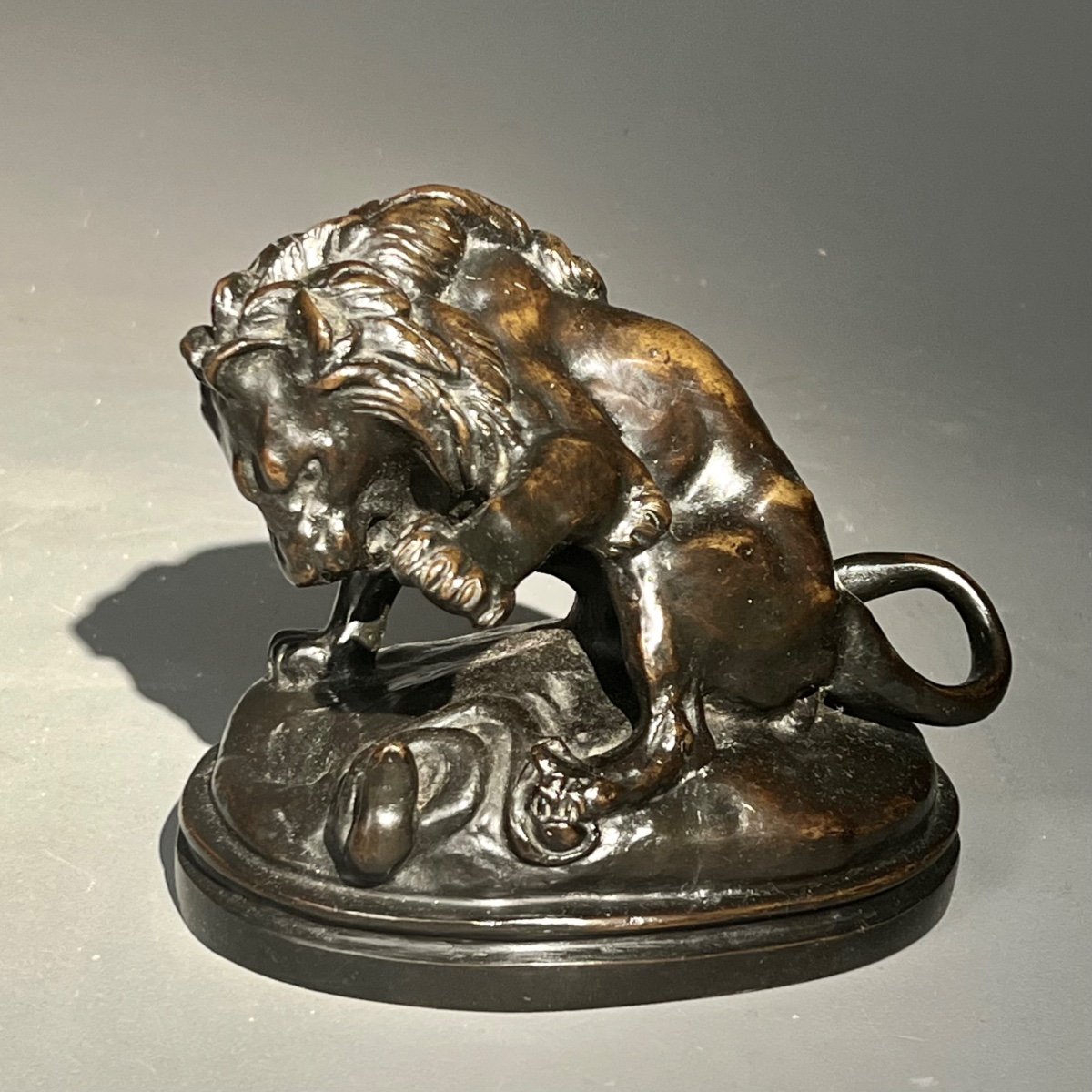 Le Lion Et Le Serpent Bronze Antoine-louis Barye (1796-1875)-photo-3