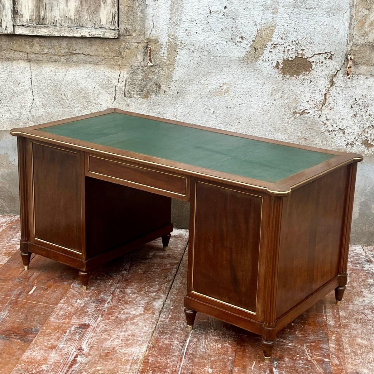 Louis XVI Style Mahogany Pedestal Desk -photo-2