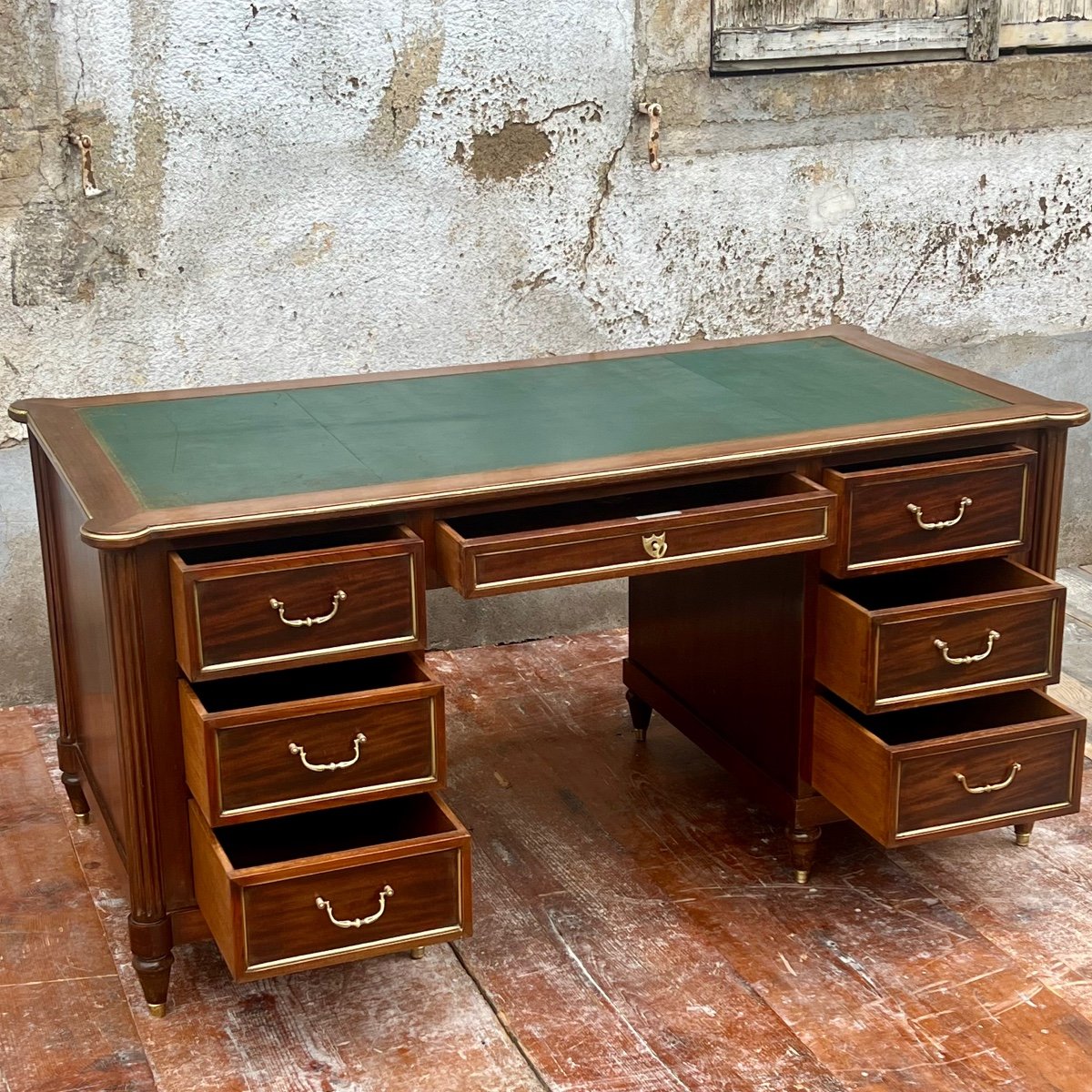 Louis XVI Style Mahogany Pedestal Desk -photo-3