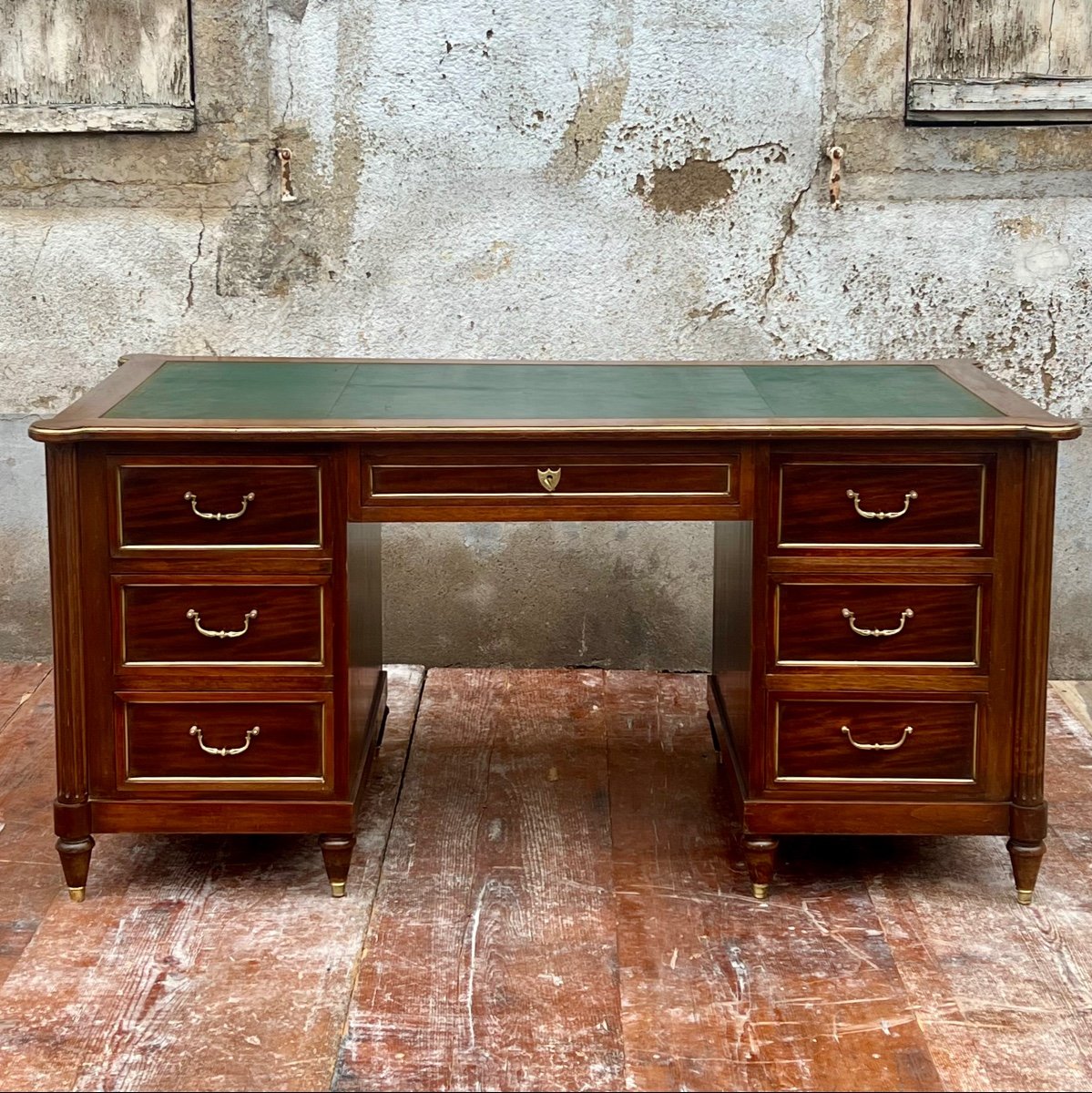 Louis XVI Style Mahogany Pedestal Desk -photo-5