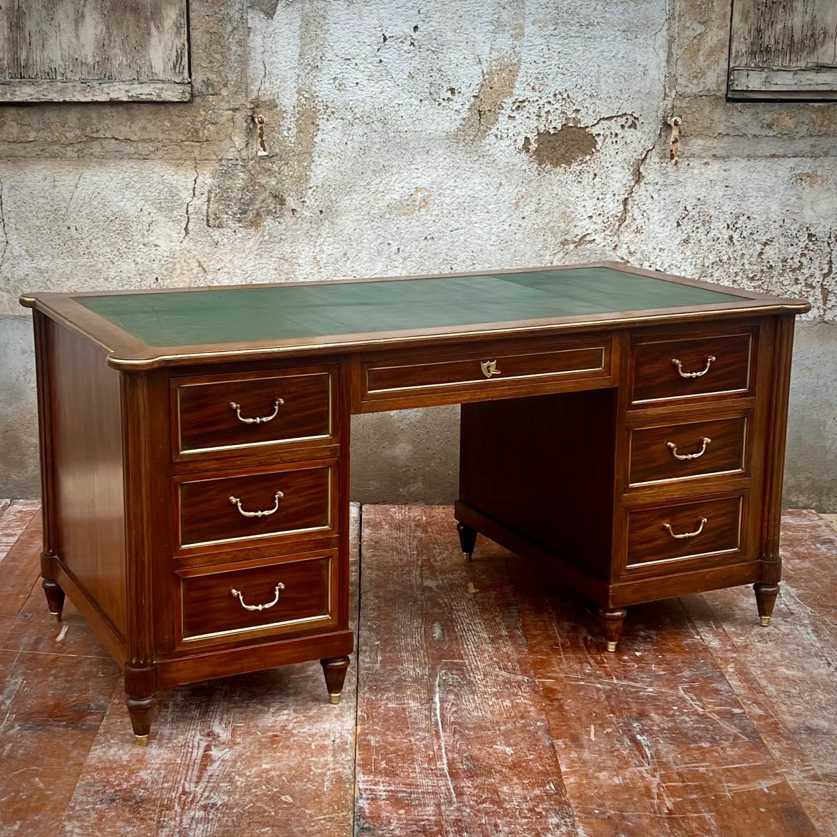 Louis XVI Style Mahogany Pedestal Desk -photo-6