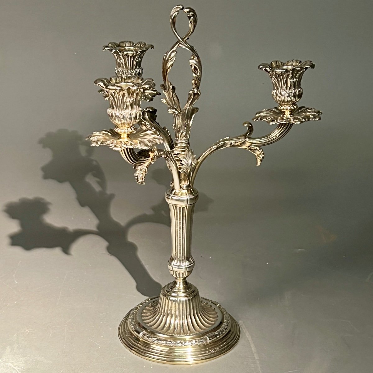 Pair Of Louis XVI Solid Silver Candlesticks -photo-1