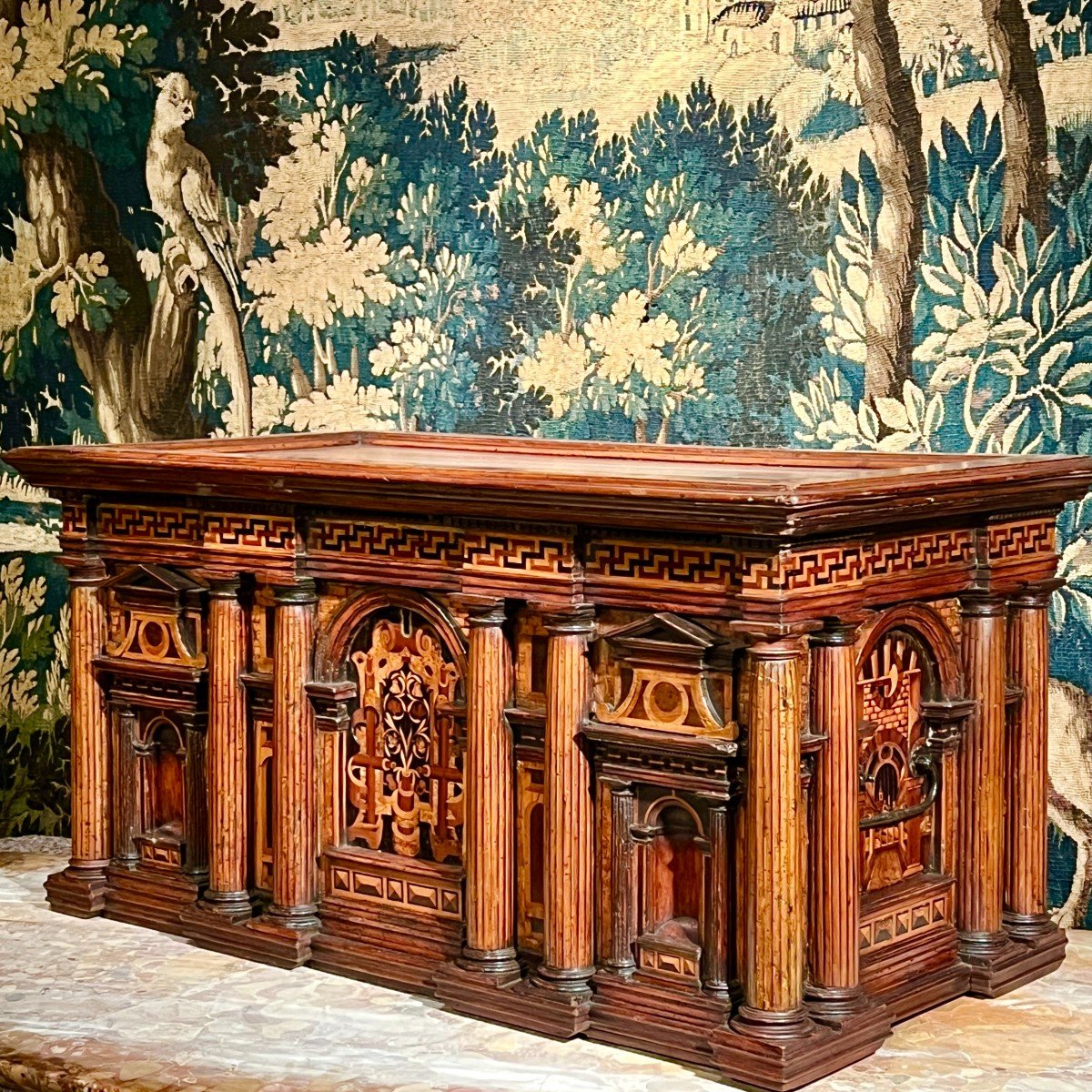 Renaissance Marquetry Architectural Chest -photo-2