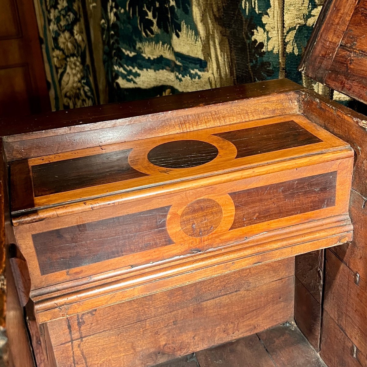 Renaissance Marquetry Architectural Chest -photo-3