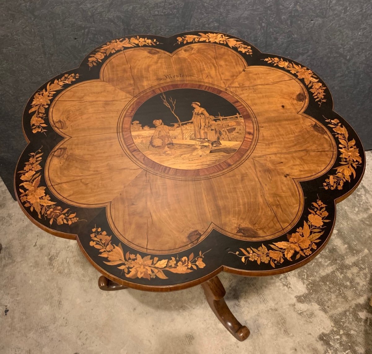 Inlaid Table, Scene In Menton Travail De Sorrento-photo-2