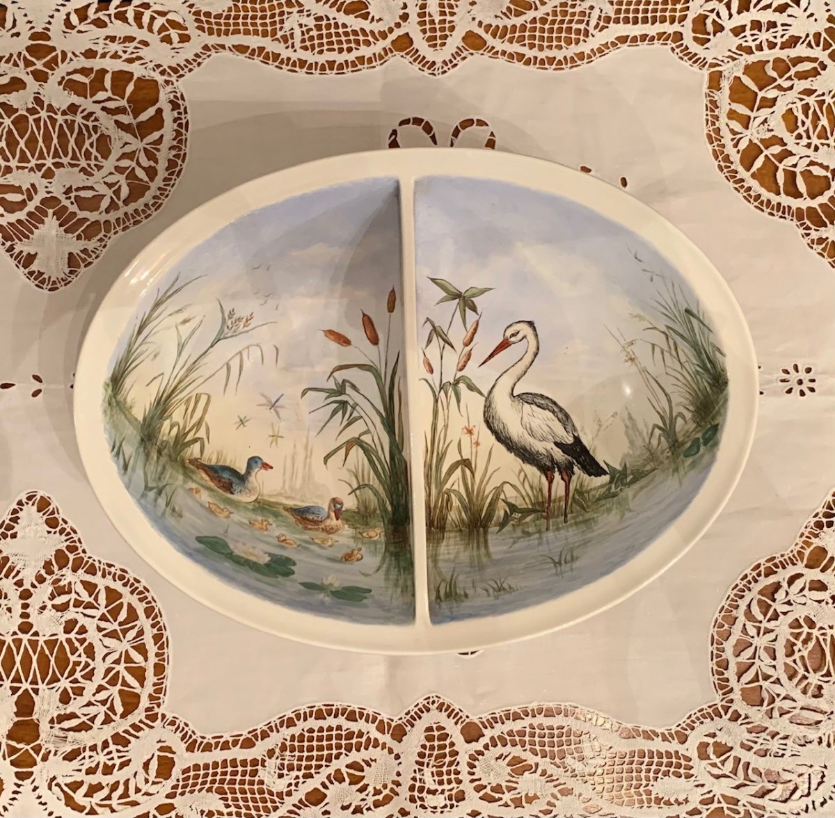 Bassin de toilette de poupée: Décor Cigogne Alsace Villeroy & Boch Wallerfangen