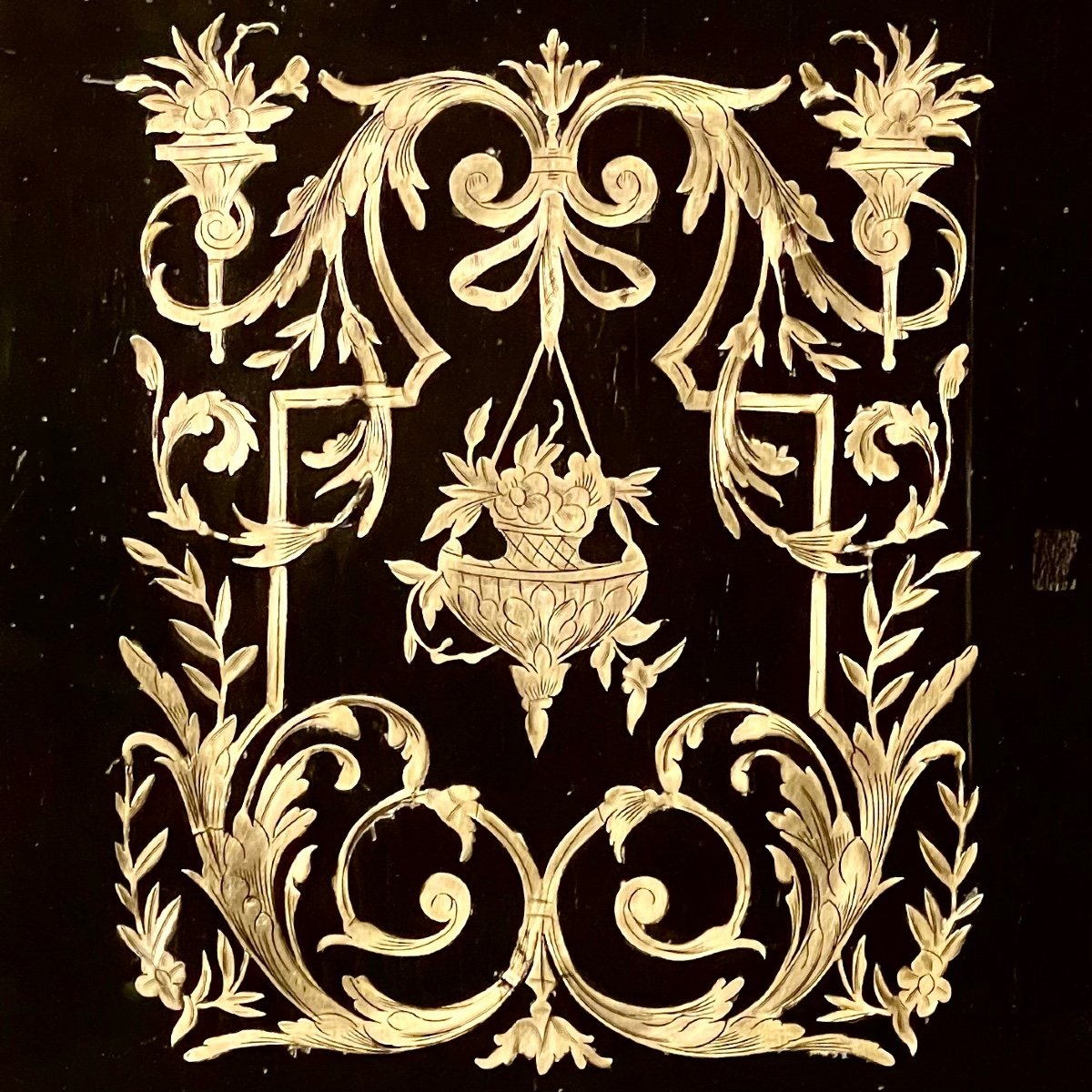 Library Napoleon III Engraved Brass Marquetry-photo-2