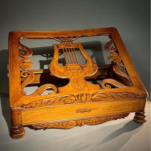 Carved And Inlaid Wood Table Lectern 