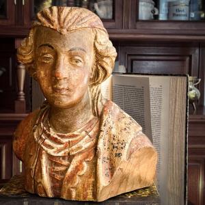 Polychrome Carved Wood Bust Late 17th Century