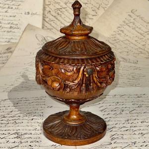 19th Century Turned And Carved Wood Candy Box