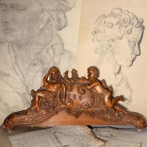 Pair Of Putti , Decorative Element, Walnut, 19th Century