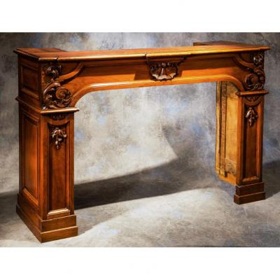 Woodwork From Fireplace Carved Walnut Louis XIV
