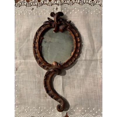 Très rare petit miroir de dame Régence, 18ème.