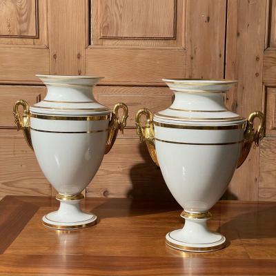 Pair Of Large White Porcelain Refreshing Vases