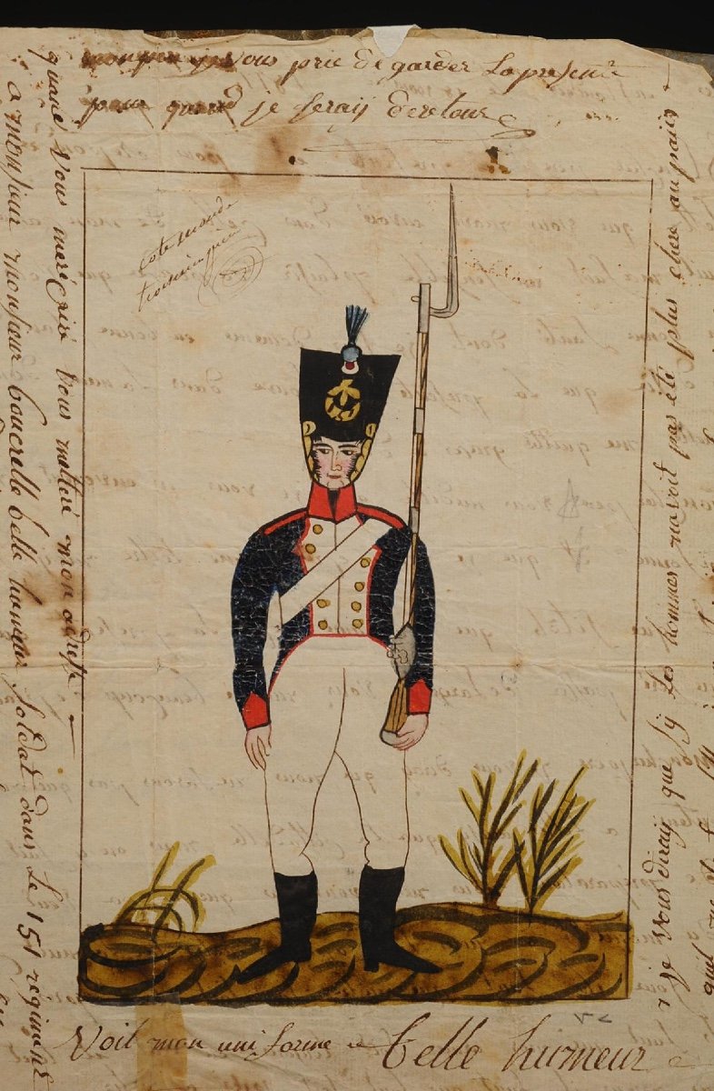 Lettre Illustrée En Couleurs Du Soldat Boucrelle, Du 151è Régiment De Ligne-photo-2