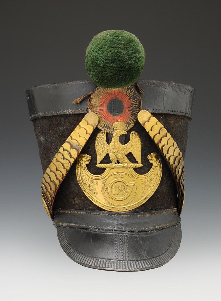 Shako Of The 119th Line Infantry Voltigeurs Regiment, Type 1812, First Empire.-photo-3