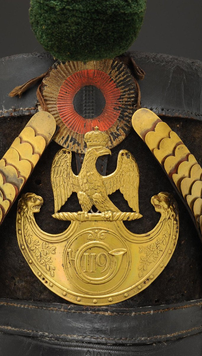 Shako Of The 119th Line Infantry Voltigeurs Regiment, Type 1812, First Empire.-photo-2