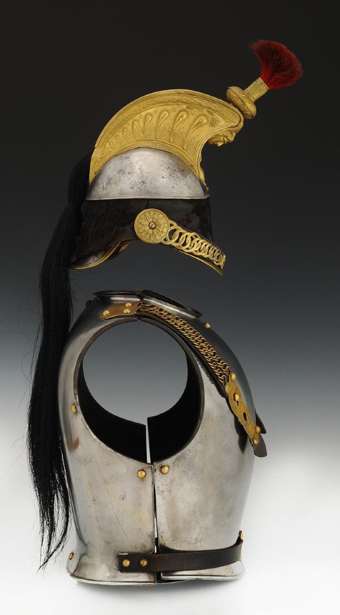 Casque Et Cuirasse De Cuirassiers, Modèle 1858, Second Empire.-photo-2